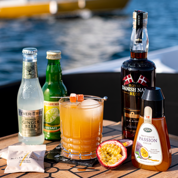 Stormy Passion Cocktail, Passionsfrugt, Passion, Rom, Ginger Beer, Limesaft